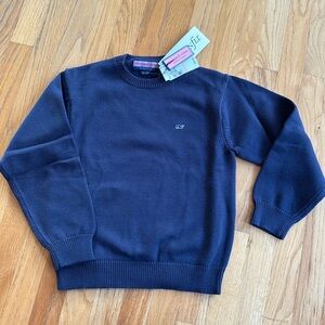 Vineyard Vines Boys S (8-10) Navy Cotton Crew Neck Sweater w Logo, NWT